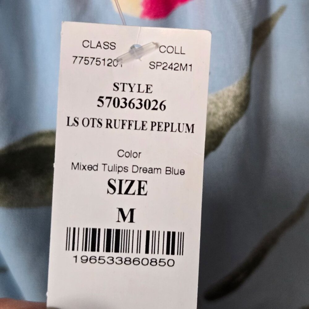 White House Black Market Light Blue Floral Off-Shoulder Blouse NWT - Picture 5 of 14